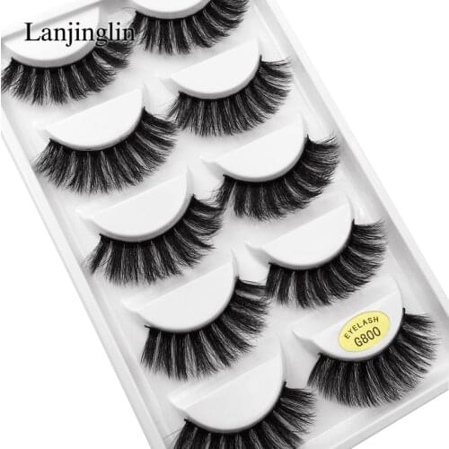 LANJINGLIN 5 Pairs False Eyelashes Extension Lashes Makeup Set Soft Natural Long Handmade 3d Mink Lashes Beauty maquiagem