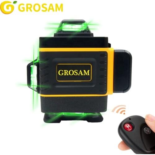 GROSAM 16line Green Laser Level Horizontal And Vertical Cross Lines With Auto Self-Leveling Indoors and Outdoors