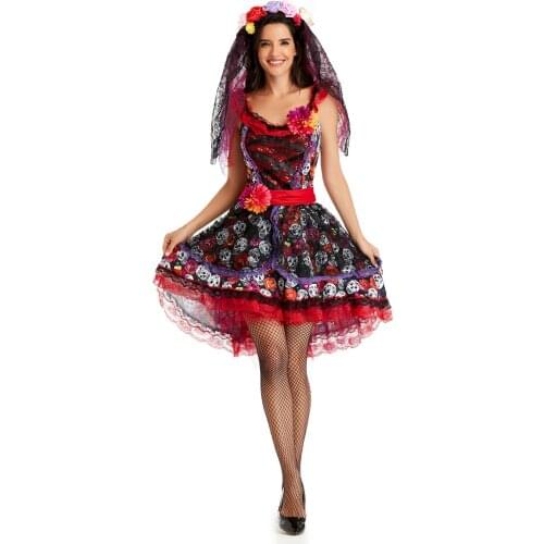 Masquerade Skull Spiritual Love Halloween Costume Cosplay Dress Vampire Dress