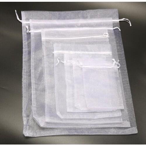 15x20cm White Color Jewelry Package Drawstring Jewelry Bags Large Drawstring Pouches Organza Bags 100pcs/lot