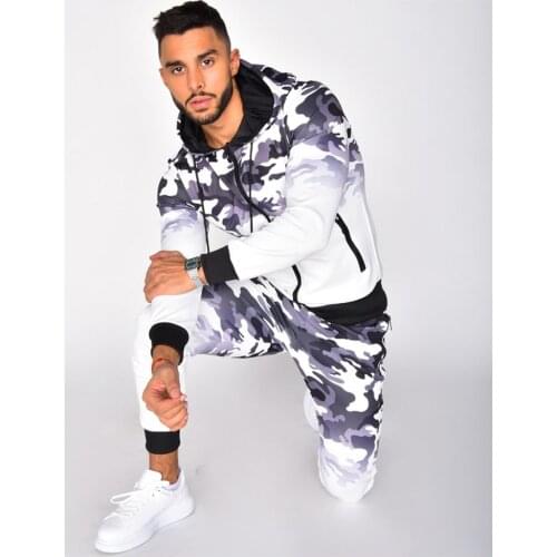 Flower lattice Men Gentlemen Tracksuit Set Men Sets Tracksuit Mens Zipper Sports Suit 3D Camouflage Gradient Hooded Cardigan