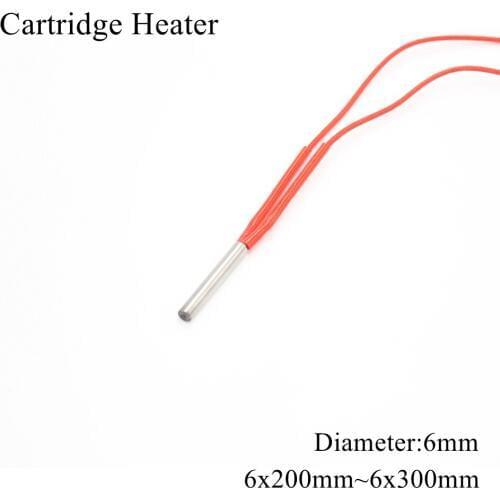 6x200mm 6x250mm 6x300mm 12V 24V 110V 220V 6mm Ceramic Cartridge Heater Tube Pipe Heating Element 3D Printer 50W 100W 150W 200W
