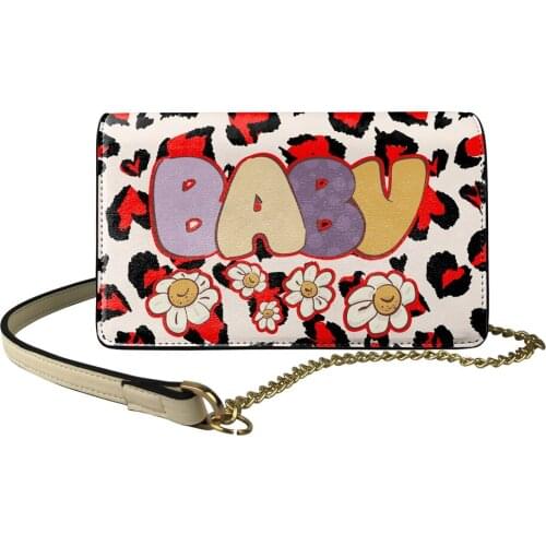 NOISYDESIGNS Luxury Womens Evening Shoulder Bag Baby Letter Pattern Printing Clutch Party Handbag PU Leather Chain Purse