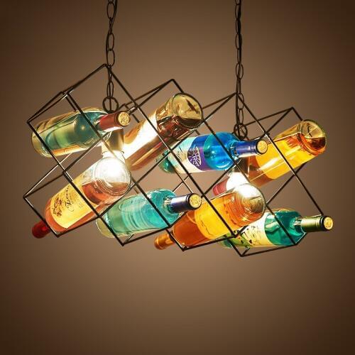 Nordic Retro Glass Bottles Chandelier Fixture Lighting E27 Bulb Simple Vintage Metal Hanging Lamp For Restaurant Bar Shop PL560