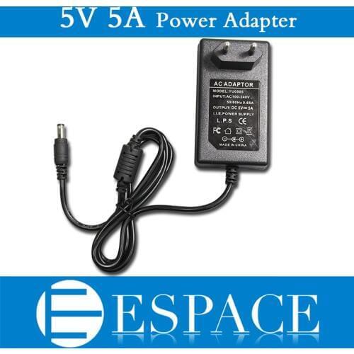 New 5V 5A 25W Power Supply AC 100-240V To DC Adapter For 5050 3528 Led Strips with US/EU plug free shipping