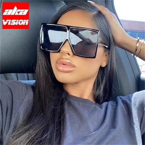 AKA VISION Square Oversized Sunglasses Women Luxury Brand Glasses for Women/Men Retro Eyeglasses Women Mirror Gafas De Sol Mujer