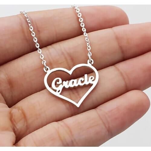 Custom Heart Pendant Necklace Stainless steel jewelry woman Name In the Heart 2020 NEW Gifts for women kpop Boho Chain choker