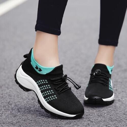 Plus Size Platform Summer Womens Running Shoes Womens Sneakers Socks Woman Sport Shoes Woman Sports Black Knitting Walk A-1202