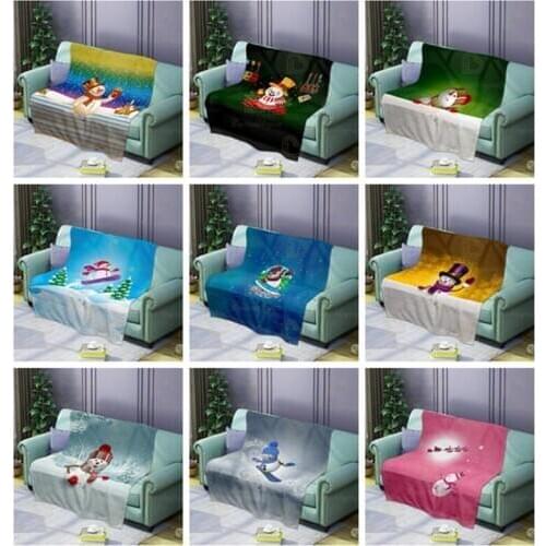 Christmas Blanket for Sofa Car Bed Cover Snowman Fleece Plush Throw Blanket Warm Winter Kid Children Adult Bedspread