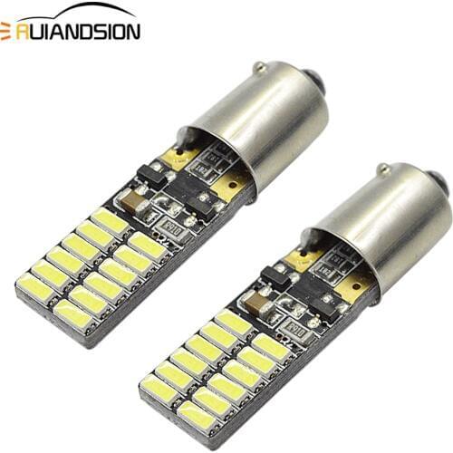 2pcs T11 Ba9s T4W Led Canbus Error Free H21W 3014 Car LED Bulbs Interior Lights Auto H6W License Plate Lamp White Yellow AC12V