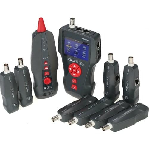 NF-8601W LCD Network Cable Tester Wire Tracker RJ11 RJ45 BNC Wire Length Finder 8 Remote Adapters PING & POE Testing Function