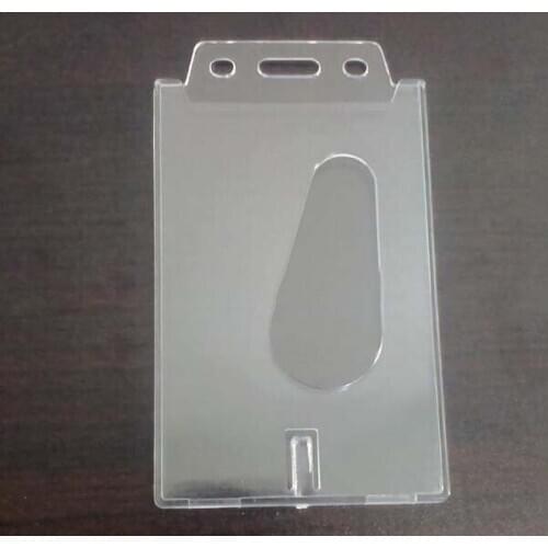 Vertical Transparent Hard Plastic Business Credit Card ID Badge Holder 2Pcs/set