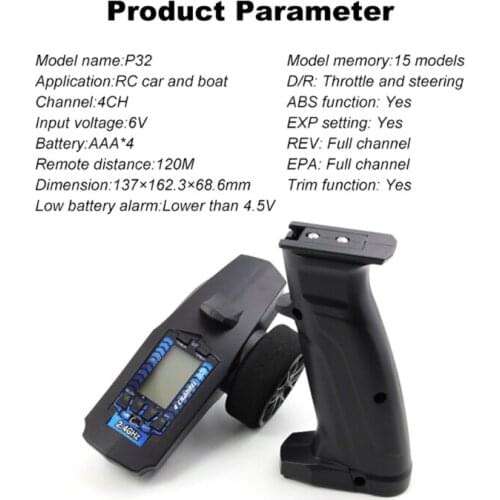 Y3NF P32 Turbo Racing 91803G-C 2.4G 4CH Vt Systeem Lcd Display Radio Zender Afstandsbediening Met Ontvanger Voor Rc Auto boot