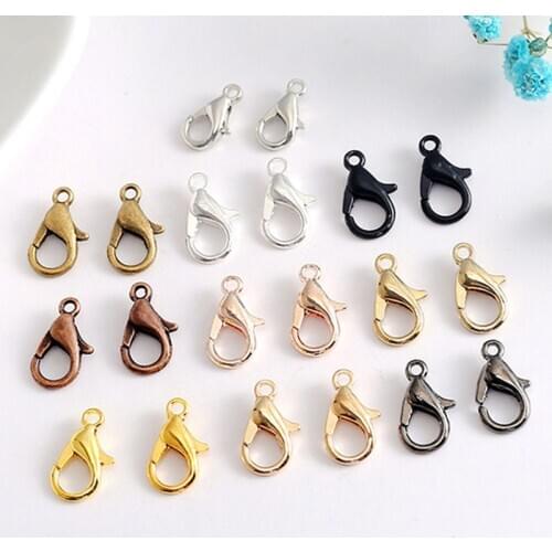30pcs DIY jewelry accessories lobster clasp Stainless Steel Gold Black Lobster Clasps for Necklace Bracelet Making 10-21mm