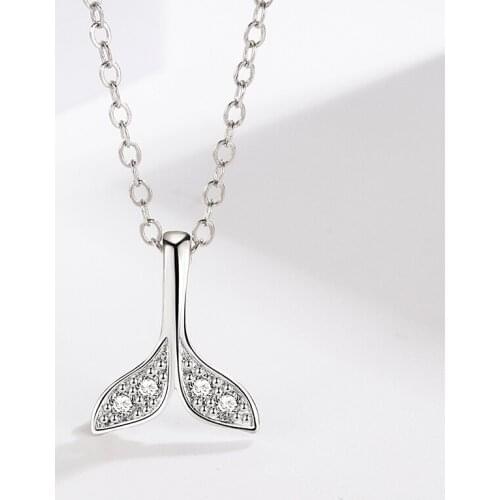 KOFSAC Silver Color Mermaid Pendant Necklace Zircon Necklace For Women Fashion Jewelry New Lady Daily Wear Cute Gift Necklaces