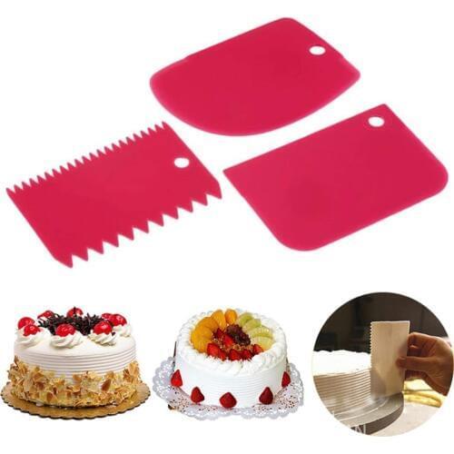 3PCS set Cream Scraper Irregular Teeth Edge DIY Scraper Cake Decorating Fondant pastry cutters Baking Spatulas Tools