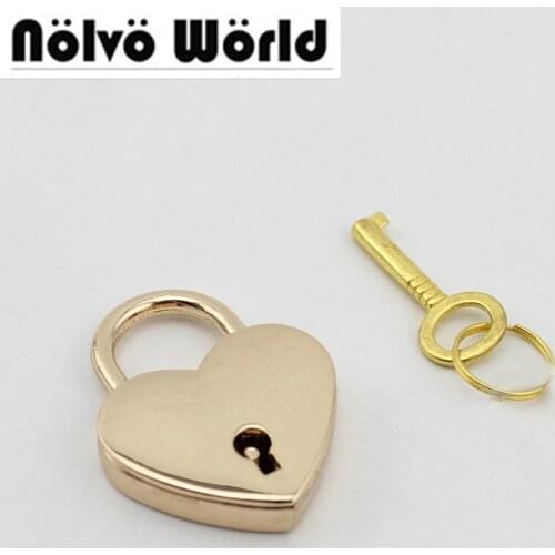 5sets 30sets High quality 3 colors heart lock Padlock standard handbag bags closured locks have 1 key