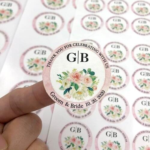 96/100Pcs 3-6cm Wedding Sticker Custom DIY Hand Made Personalized Waterproof Round Label For Candy Favors Gift Boxes Birthday