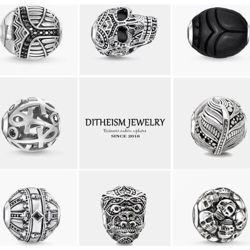 DIY Beads Maori Skull Charm 5mm Hole,2018 Fashion Silver Jewelry Ethnic Gift For Women Men Boy Girl Fit Bracelets Necklace