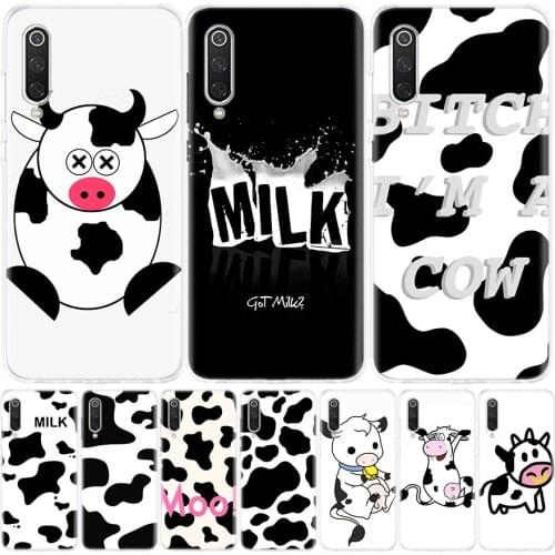 Cow Milk Black Whit Phone Case for Xiaomi Note 10 Mi 11 9 8 CC9 5X 6X A1 A2 A3 9T 10T Lite Pro Poco F1 X3 NFC F3 Cover Coque