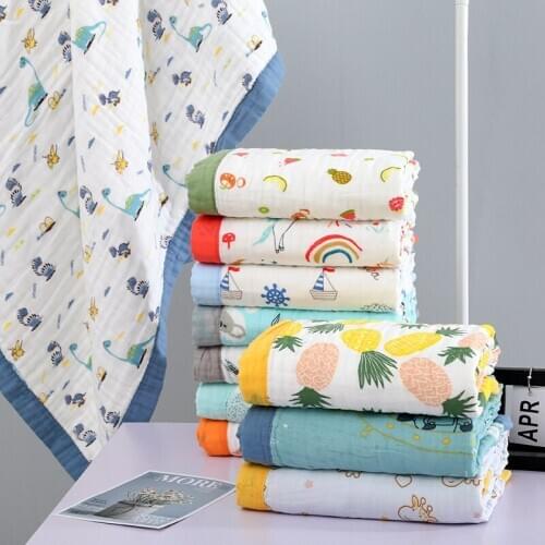 Baby Blanket Water Absorption Quilt Newborn Comforter Cartoon Baby Six-layer Gauze Bath Towel For Children Baby Bedding Blankets
