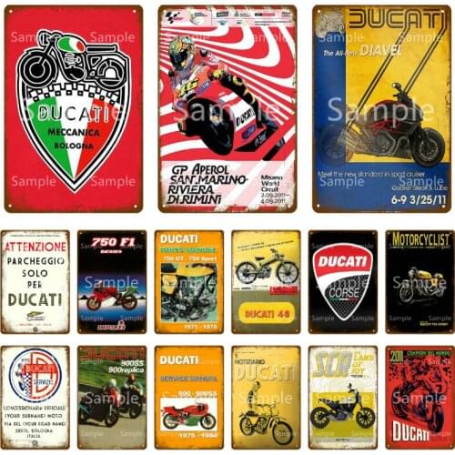 Ducati Motor Service Custom Metal Sign Shabby Chic Retro Wall Painting Poster Chritmas Gift Garage Decor 20x30CM YL025