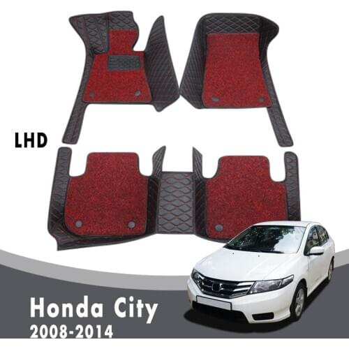 Double Layer Wire Loop Car Floor Mats Carpets For Honda City 2014 2013 2012 2011 2010 2009 2008 Interior Accessories Leather