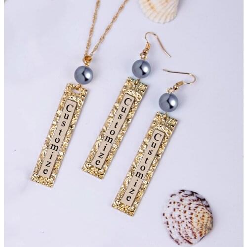 SophiaXuan Personalized Necklace Custom Name Letter Jewelry Sets Fashion Polynesian Hawaiian Necklaces Earrings Set for Women