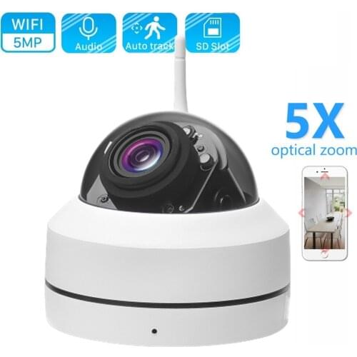 5MP PTZ WIFI IP Camera Outdoor 5X Optical Zoom AI Human Detect Camera H.265 ONVIF Audio 128GB Security CCTV Camera Phone View