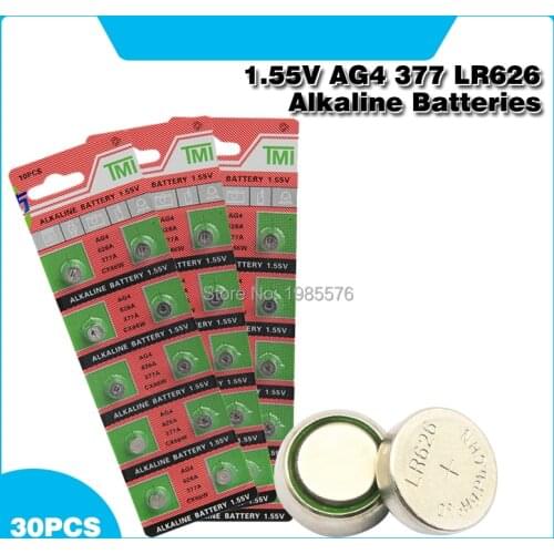 30pcs/card AG4 For Watch Toys Remote SR626 177 Cell Coin Alkaline Battery 1.55V 626A 377A CX66W LR626 377 Button Batteries