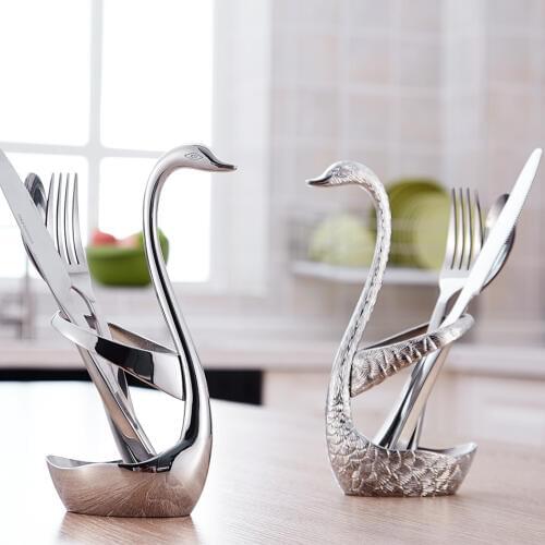 Top quality 20.5cm creative gifts Swan seat chopsticks tube fork spoon holder water cutlery rack basket bucket tableware cage