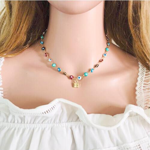European and American summer fashion students colorful temperament womens Pentagram star chain necklace manufacturers wholesale