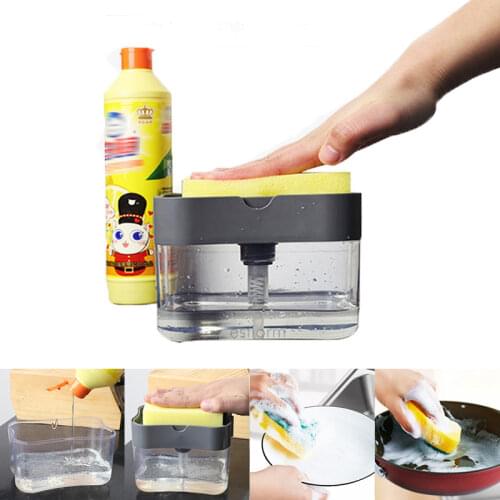 Dish Soap Dispenser for Kitchen,Liquid Soap Dispenser,Kitchen Soap Dispenser with Sponge Holder,Sponge Caddy,Soap Pump Dispenser