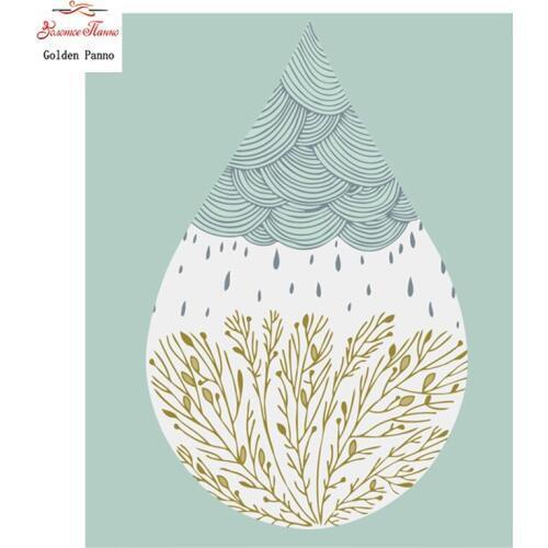 Golden Panno,Needlework,Embroidery,DIY Plant Painting,Kits,14ct Plant water droplets,Sets For Embroidery,Christmas1014