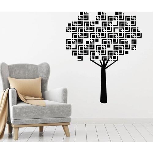Nature Tree Wall Decal Geometric Leaves Pattern Vinyl Window Stickers Creative Mural Bedroom Living Room Home Decor Art M629