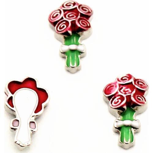 2020Newest double flower floating charms living glass floating pendant lockets charms 10pcs/lot