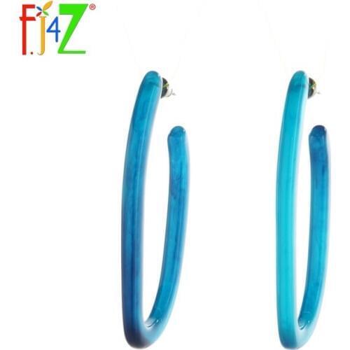 F.J4Z New Resin Earrings Fashion Brand Design Multi-colors Oval Shape Simplicity Women Drop Earrings for Party Bijoux