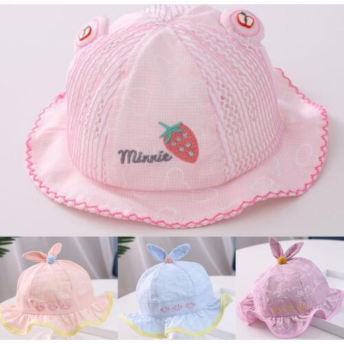 Newborn Princess Lotus Leaf Baby Hat Infant Girl Sun Hat Cotton Fruit Ear Beach Bucket Cap Toddler Girls Hat Casquette 0-6M