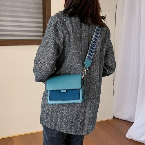 Casual PU Leather Messenger Bag for Women 2021 New Wide Shoulder Strap Fashion Small Square Bag Ladies Mobile Phone Bags Handbag