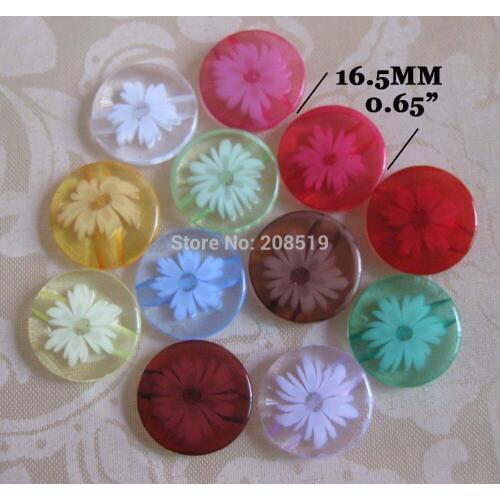 NB0029 Colorful buttons 200pcs 16.5mm flower pattern mix colors dress button Back hole garment accessory