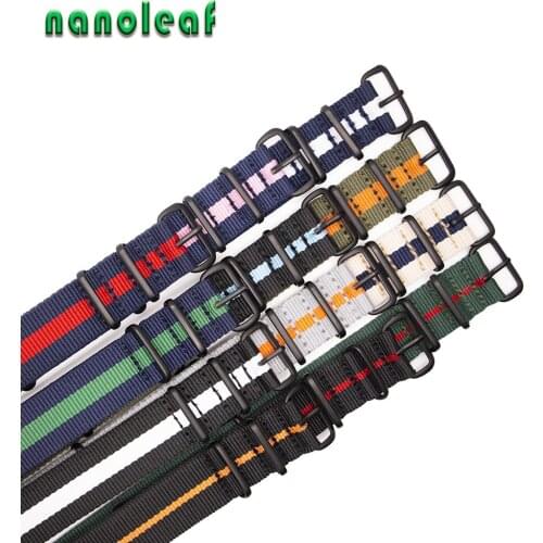 For NATO Style Nylon Strap 18MM 20MM 22 MM 22MM Replacement Wristband Black Matte Stainless Steel Pin Buckle Watchband