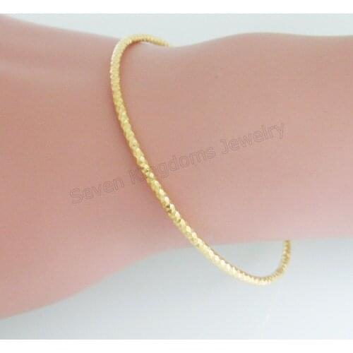 CARVED YELLOW GOLD GP DIAMETER 2.36" OPENED BANGLE WIDTH 2MM 0.08" CAN FIT TO MOST PEOPLE