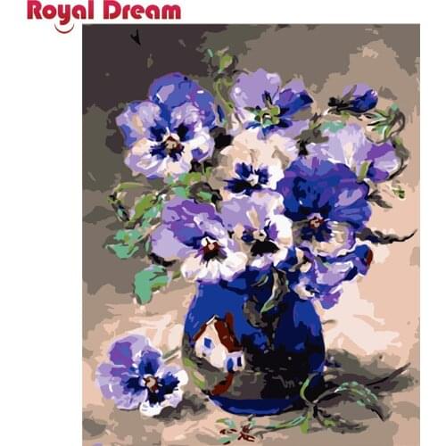 ROYALDREAM Purple flower vase Diy Digital Painting By Numbers Modern Wall Art Picture For Home Wall Artwork