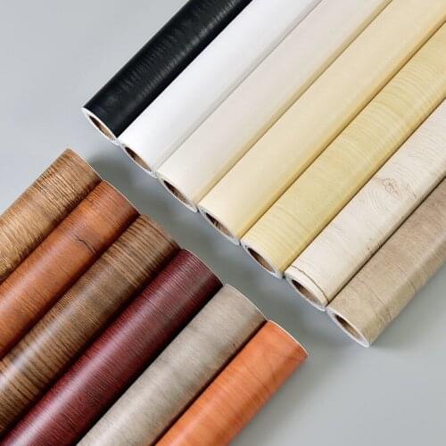 Wood Grain PVC DIY Waterproof Wallpapers Self-adhesive Stick to Doors Cabinets Wardrobe Modern Furniture Decorative Wall Sticker