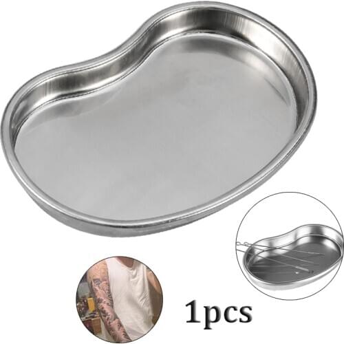 Silver Stainless Steel Tattoo Tray Surgical Disinfection Bending Plate for Dental Eyebrow Lip Tattoo Sterilization S Size 1pcs