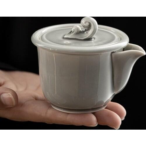 Ice Gray Glaze HAILANG Pot Japanese Simple Home Ceramic Kung Fu Teapot Pu'er Tea Making Tureen Single Teapot Gaiwan Kettle Tea