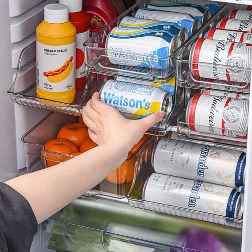 Rolling Refrigerator Organizer Bins Soda Can Storage Rack Container Drink Beverage Dispenser for Freezer