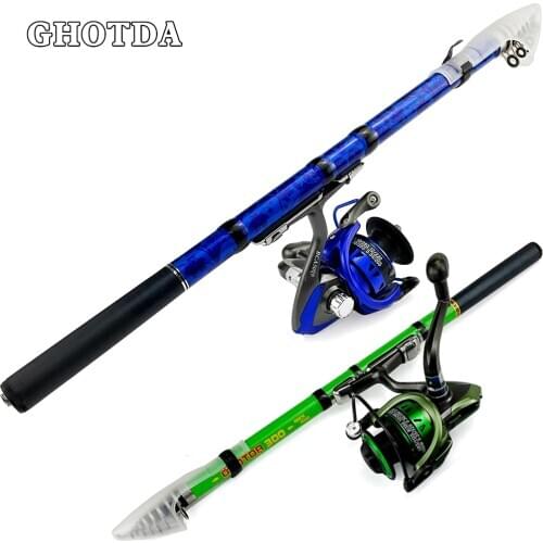 Rock Fishing Rod Combo 1.5-3.0M Telescopic Fishing Rod and Spinning Fishing Reel Fishing Set Carp Fishing Rod Reel Kit