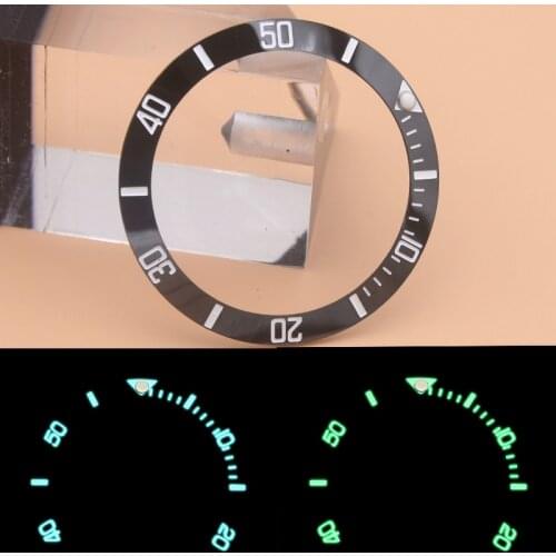 38mm Blue Green Luminous Ceramic Bezel Insert For Seiko SKX007 SKX009 SUB GMT Flat bezel Mens Watches Replace Watch Accessories