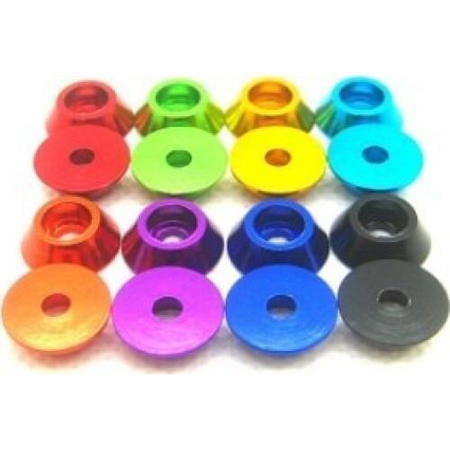 10PCS Aluminum Alloy Cone Cup Head Screw Gasket Washer (Multicolor) for RC Model (M2, M3, M4 for optional)